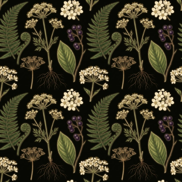 Noir Botanical dark floral pattern